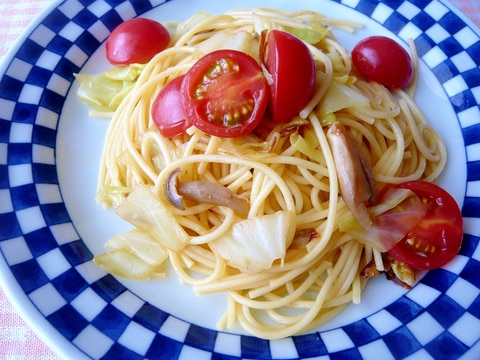 えごま油を使って☆キャベツとトマトのオイルパスタ